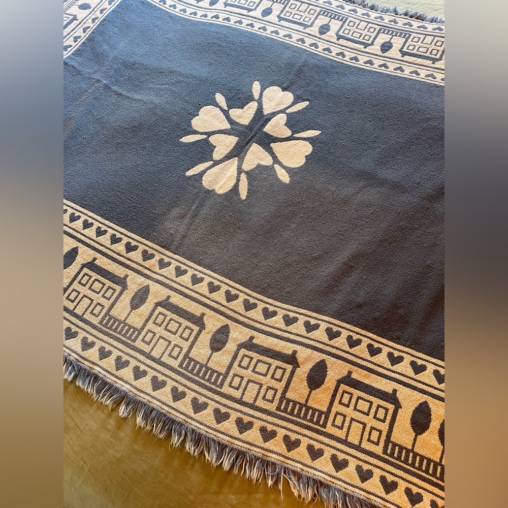 Cottage core 90's woven cotton throw blanket - Picture 4 of 5